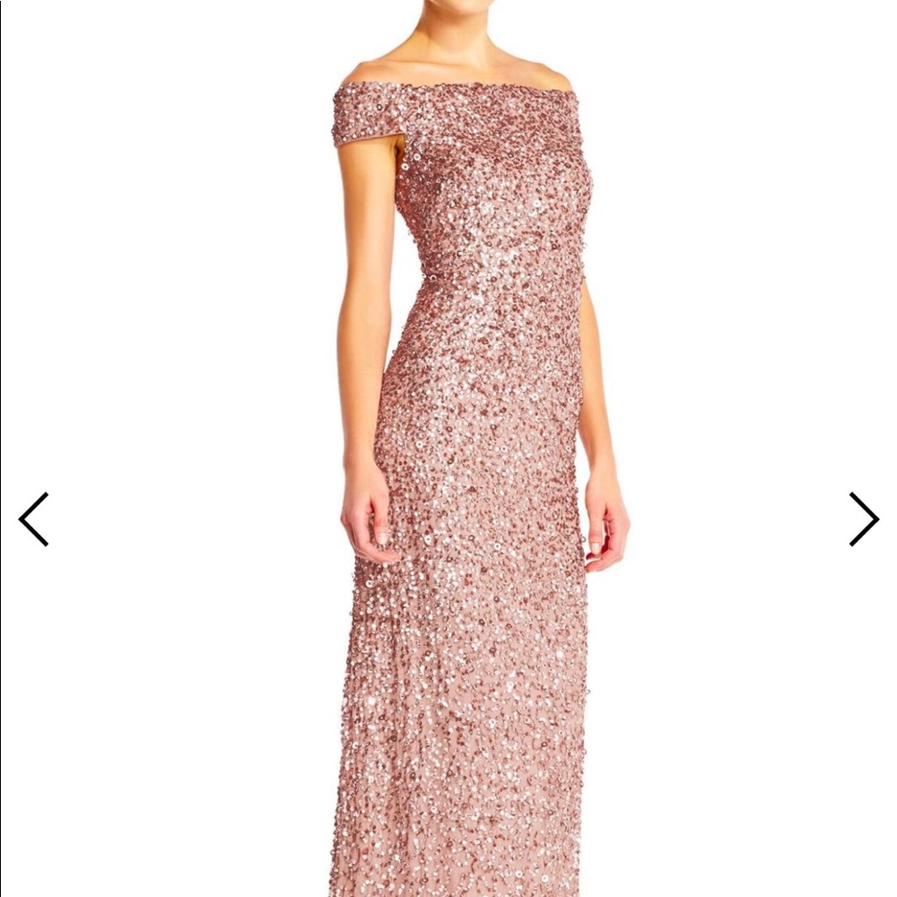 Adrianna Papell Sequined Floor Length Gown